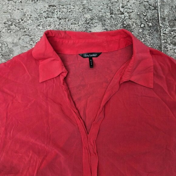 Daisy Fuentes Women Top Shirt Rose Pink Rayon Long Sleeve Blouse Size XL - Picture 6 of 12